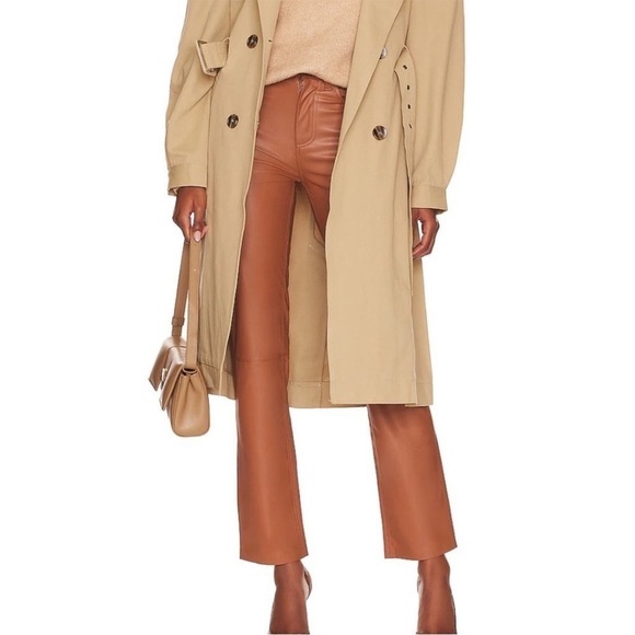 Ag Adriano Goldschmied Pants - AG Adriano Goldschmied Alexxis Straight High- Rise Vintage Fit Leather Pants